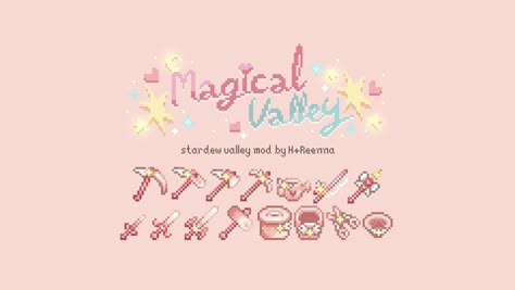 Magical Valley (ToolsnWeapons) at Stardew Valley Nexus - Mods and community Stardew Valley Coquette, Stardew Hair Mods, Stardew Valley No Mods, Cute Stardew Valley Mods, Pink Stardew Valley, Stardew Valley Clothes Mod, Everskies Items, Aesthetic Stardew Valley, Stardew Valley Cute