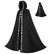 Gothic Costumes For Women, Cloak Designs Hooded Capes, Black Cloak Aesthetic, Cloak Designs, Black Cloak With Hood, Moon Cloak, Cloaks Hooded, Embroidered Cloak, Black Hooded Cloak