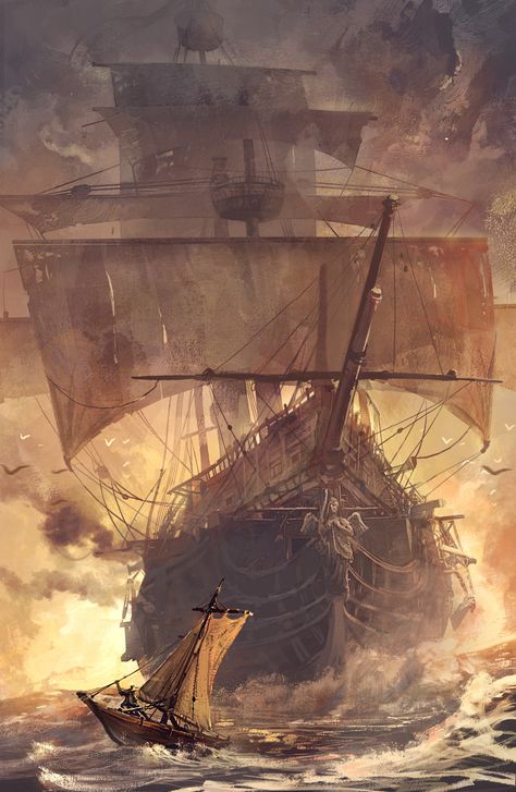 ArtStation - personal work (medieval ship), taehoon kang Pirate Background, Medieval Ship, Pirate Ship Art, Old Ship, Navi A Vela, Sign Of The Times, Old Sailing Ships, Pirate Art, Ghost Ship