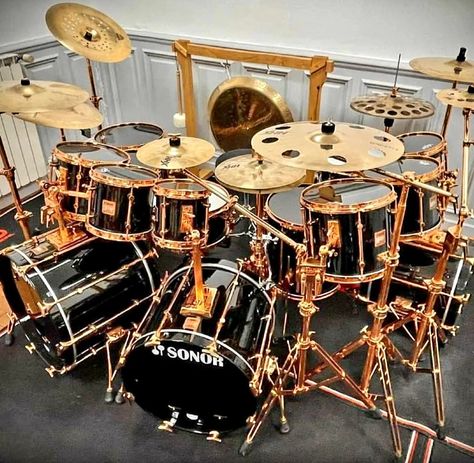 Drum Sets Aesthetic, Custom Drum Set, Drum Sets Custom, Double Bass Drum Set, Unique Drum Sets, Home Music Rooms, Drums Art, Music Rooms, Drum Music