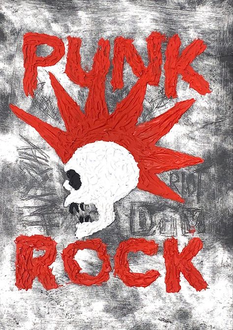 Punk Rock Painting by Celine Asmar Punk Spray Paint, Punk Painting Ideas, Rockstar Painting, Punk Painting, Punk Graffiti, Punk Symbols, Punk Rock Art, Ska Punk, Graffiti Pictures