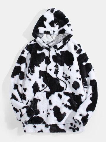 Fluffy Hoodie, Cow Outfits, Cow Hoodie, Fuzzy Hoodie, Velvet Coat, Cow Pattern, Cute Cows, Woolen Coat, Retro Prints