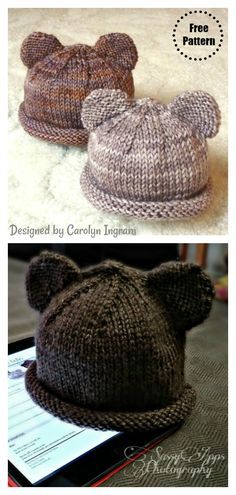 Simple Knitting Patterns Free, Baby Hat Knitting Patterns Free, Beanie Knitting Patterns Free, Baby Hat Knitting Pattern, Knitting Patterns Free Hats, Modern Knitting, Baby Hats Knitting, Bear Cubs, Hat Knitting Patterns