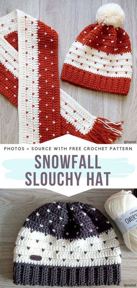 Hat Free Crochet Pattern, Hats Collection, Slouchy Hats, Crochet Slouchy Hat, Hats Crochet, Warm Hats, شال كروشيه, Confection Au Crochet, Crocheted Hat