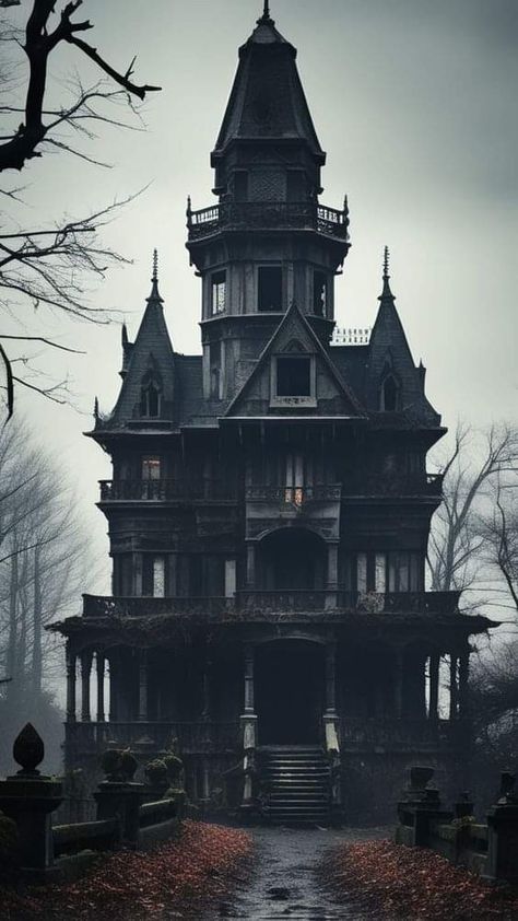 Gothic Hotel Room, Gothic Style Buildings, Gothic House Aesthetic Exterior, Modern Gothic Mansion, Black Gothic House, Creepy House Aesthetic, Gothic Castle Exterior, Goth House Exterior, Gothic Mansion Exterior