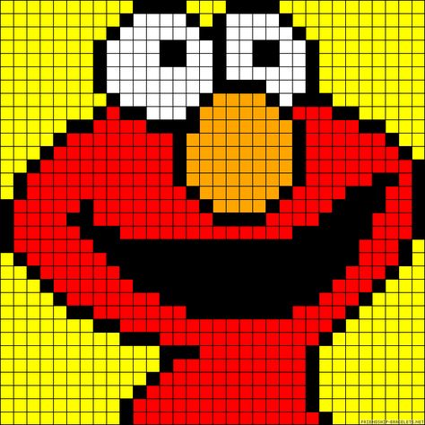 385 Elmo Quilt Pattern, Elmo Sesame Street, Pixel Drawing, Cross Stitch For Kids, Pixel Crochet, Hama Beads Patterns, Pixel Pattern, Cute Cross Stitch, Pixel Art Pattern