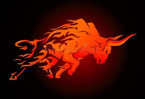 Bull Raging Run Fury in Flames royalty free illustration Horns Illustration, Tattoo Bull, Bull Artwork, Angry Bull, Bull Tattoo, Wild Bull, Bulls Wallpaper, Bull Painting, Plant Zombie