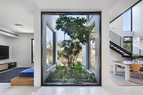 Indoor Zen Garden, Atrium House, Atrium Design, Indoor Courtyard, Courtyard Gardens Design, Courtyard Design, Internal Courtyard, House Arch Design, Architecture Model House