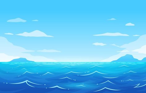 Cartoon Ocean Background, Sea Vector Illustrations, Sea Background Illustration, Ocean Vector, Sea Clipart, Ocean Clipart, Beach Crafts Diy, Ocean Background, Sea Background