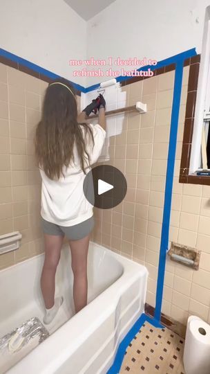 492K views · 1.7K reactions | Join us as we renovate our 1950s bathroom on a budget! Follow along for our DIY bathroom makeover journey. #DIYBathroomMakeover #DIYHomeProjects #DIYHomeImprovement #BathroomRemodel #BathtubRefinishing #DIYMom #FixerUpper #BathroomReno | Nattiejopo | Nattiejopo · Original audio Old Bathroom Makeover, 1950s Bathroom, Earth Tone Decor, Refinish Bathtub, Diy Bathroom Makeover, Old Bathroom, Budget Bathroom, Mom Diy, Bathroom Refresh