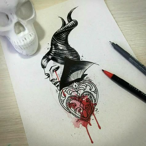 Maleficent Tattoo Ideas, Maleficent Drawing, Cinderella Tattoo, Maleficent Tattoo, Disney Tattoos, Tattoo Idea, Maleficent, Disney Villains, Beautiful Tattoos