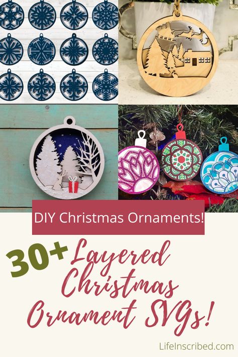 Ultimate List! 30+ Unique Layered Ornament SVG - LifeInscribed.com 3d Layered Paper Art Cricut Free Christmas, 3d Cardstock Ornaments, Layered Christmas Ornaments Svg Free, Layered Ornament Svg Free, Cricut Layered Wood Projects, Layered Christmas Ornaments Svg, Layered Ornament Svg, Layered Paper Ornaments Cricut, Cricut Paper Christmas Ornaments