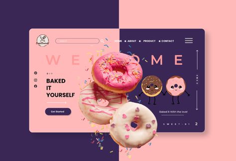 Baking Website Design, Candy Website, Food Landing Page, Ux Ui Design Inspiration, Website Design Landing Page, Template Website Design, Desain Ux, Recipe Website, Landing Page Ui