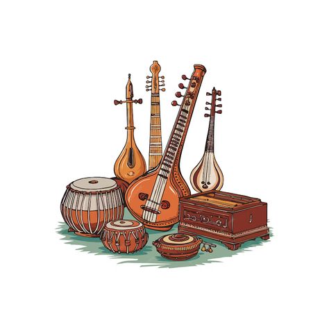 A drawing of a musical instrument and other instruments | Premium AI-generated vector Musical Instruments Sketch, Chilanka Drawings, Tabla Illustration, Indian Musical Instruments Drawing, Indian Wedding Vector, Indian Music Instruments, Musical Instruments Illustration, Musical Instruments Art, Instrument Drawing