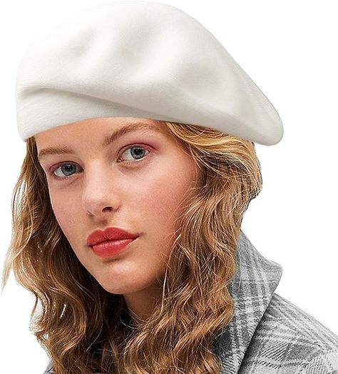 Sydbecs Cashmere Beret Hats for Women Girls, Reversible French Berets Hat Solid Color Style (White) at Amazon Women’s Clothing store Barret Hat, French Hat, French Beret Hat, Beret Hats, French Beret, Military Hat, Wool Berets, Beret Hat, Berets