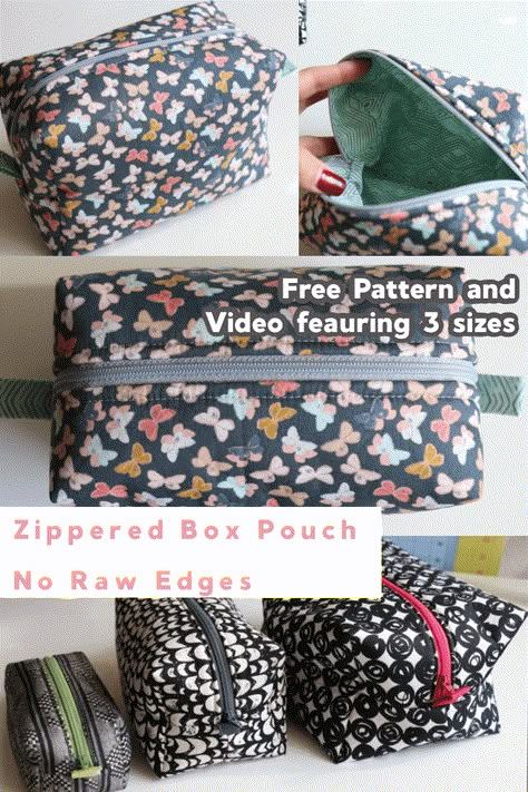 Learn how to sew this zippered box pouch with no raw edges! Melanie Ham makes it easy to follow along to get this professional look that is great for gifts and organizing your things! Block Zipper Pouch Tutorial, Easy Sew Zipper Pouch, Lined Zipper Pouch Tutorial Free Pattern, Lined Boxy Zipper Pouch Tutorial, Box Zipper Pouch Tutorial Free Pattern, Zippered Box Pouch Tutorial Free Pattern, Zipper Box Pouch Tutorial, Sew Boxy Pouch, Zipper Box Pouch