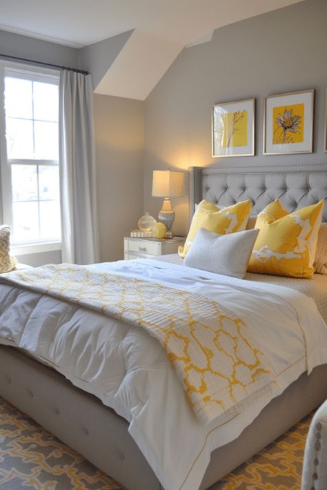 42  Bedroom Color Scheme Ideas to Refresh Your Sanctuary Light Blue Bedding, Grey Upholstered Bed, Light Green Walls, Sleep Sanctuary, Beige Bed, Yellow Bedroom, Bedroom Color, Spark Creativity, Bedroom Color Schemes