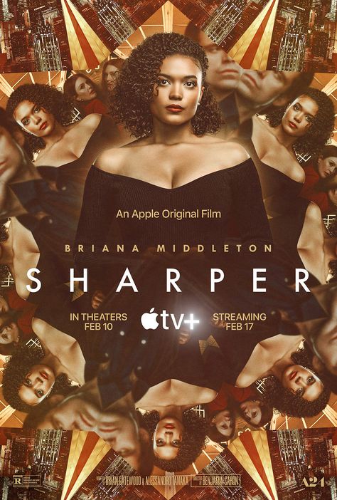 Sharper (2023) Sharper Movie, Justice Smith, Sharp Tv, Jazz Poster, Film Poster Design, Tv Design, Movie Posters Design, Flyer And Poster Design, Julianne Moore