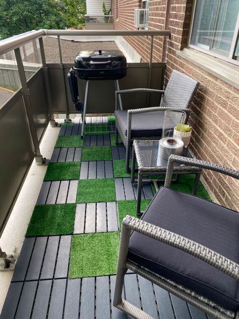 Ikea Patio Flooring, Balcony Renovation, Ikea Patio, Diy Balcony, Balcony Ideas Indian, Small Balcony Ideas Apartment, Balcony Flooring, Small Balcony Design, Balcony Ideas Apartment