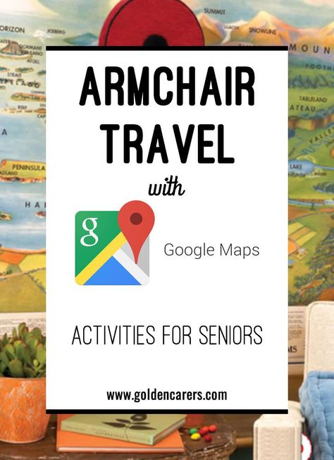 Use Google Maps and the Street View option to take your resident's back to their original homes or on tours of famous World landmarks! It's almost standing room only as residents are now bringing in their children's addresses along, staff are also showing us their abodes. Assisted Living Activities, Memory Care Activities, Activities For Seniors, Senior Living Activities, Meaningful Activities, Nursing Home Activities, Therapeutic Recreation, World Landmarks, Recreation Therapy