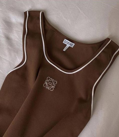 Designer Tank Top, Logo On Clothes, Loewe Tank Top, Crush Ideas, Loewe Top, Luxury Tops, Loewe Logo, My Wish List, Best Friend Outfits