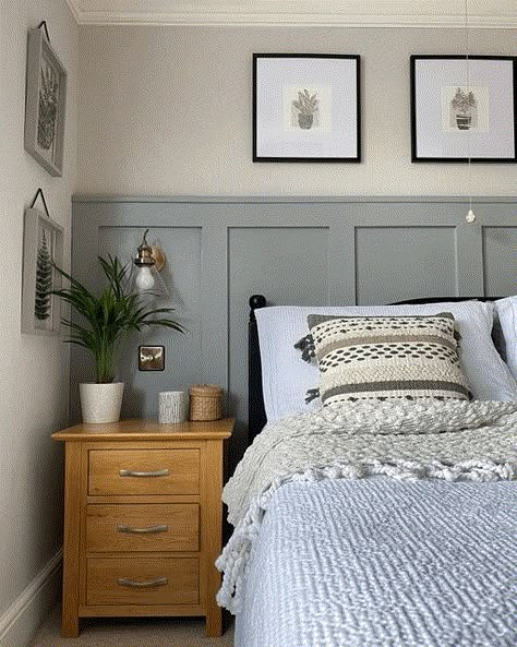 Grown Up Bedroom, Wall Panels Bedroom, Bedroom Panel, Victorian House, Spare Bedroom, Master Bedrooms Decor, Guest Bedrooms, Grey Wood, Wood Panel