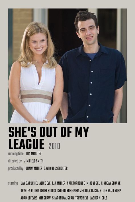 Shes Out Of My League, Minimalistic Polaroid Poster, Geoff Stults, Best Documentaries On Netflix, Mike Vogel, Jay Baruchel, Romcom Movies, Alice Eve, Netflix Movies To Watch