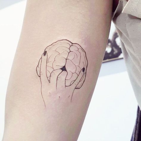 Brain Art Tattoo, Philosophy Tatoos, Brain Tattoo Minimalist, Brain Tattoo Psychology, Psychology Tattoos, Brain Tattoo Design, Psychology Tattoo Minimalist, Brain Art Drawing, Brain Tattoo Ideas