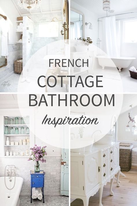 French Country Bathroom Inspiration French Country Farmhouse Bathroom Ideas, Cottage Core Small Bathroom, Classic French Bathroom, Erin Napier Bathroom, Country French Bathroom Ideas, French Country Bathroom Decor Ideas, Bathroom Design French, Country Small Bathroom, Country Cottage Bathroom Ideas