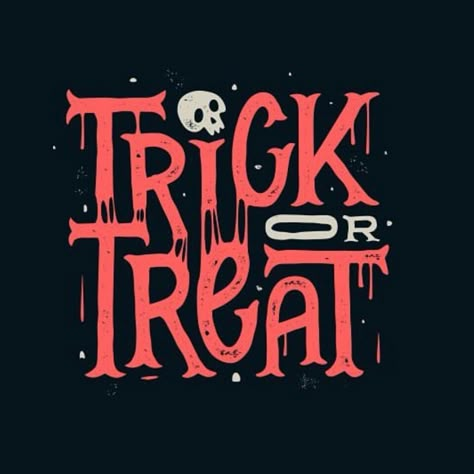 Trick Or Treat Halloween Typography, Halloween Logo, Hand Lettering Inspiration, Text Logo Design, Halloween Fonts, Skull Halloween, Halloween Illustration, Halloween Poster, Halloween Images