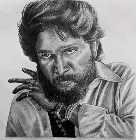 Allu Arjun Drawing Pencil, Pushpa Sketch, Pushpa Drawing, Micrography Art, Allu Arjun Sketch, Pushpa Raj, Pavan Kalyan, Beautiful Pencil Sketches, Gabbar Singh