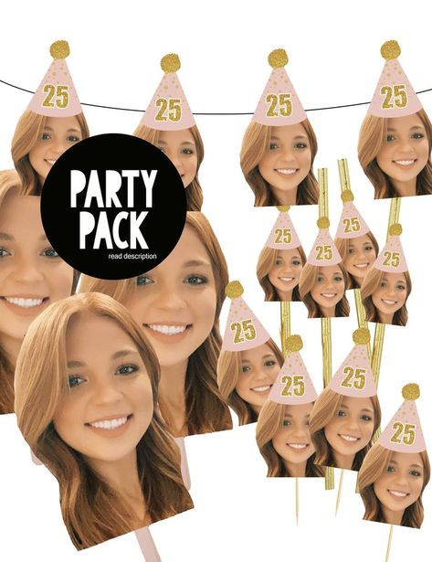 Face On A Stick, Photo Cupcake Toppers, Face Decor, Photo Face, Self Pictures, Banner Photo, 40th Birthday Decorations, 28th Birthday, Office Birthday