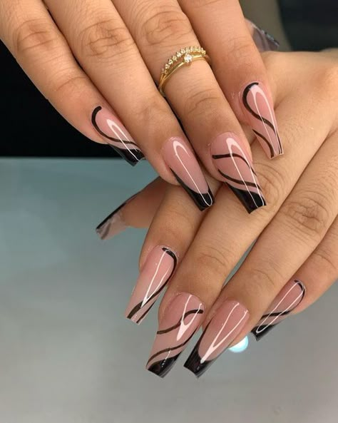 Black Art Nails Designs, Black Acrylic Nail Designs Short, Simple Nail Designs 2024 Trends Square, Bright Fingernails, Square Acrylic Nails Designs, Ombre Acrylic, Unghie Sfumate, Bow Nail, Classy Nail