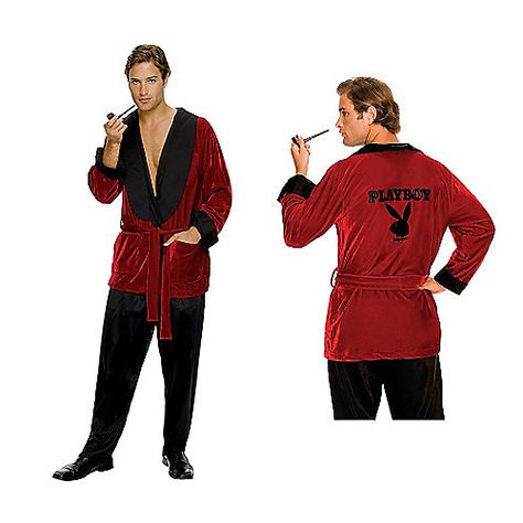 Hugh Hefner Playboy Costume Hugh Hefner Costume, Red Velvet Jacket, Playboy Logo, Pajama Day, Hugh Hefner, Outfits Hombre, Halloween Costumes For Couples, Mens Halloween Costumes, Playboy Bunny