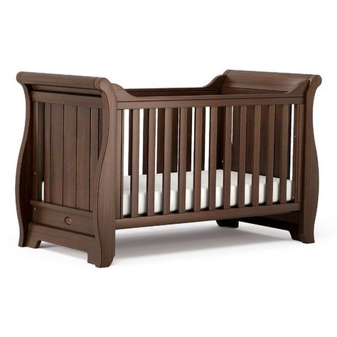 Sleigh Cot Bed Boori Colour: English Oak Dark Wood Nursery, Bed Side Table Design, Sleigh Cot Bed, Baby Cradles, Sleigh Cot, Nursery Mood Board, Grey Baby Nursery, Simple Nursery, Modern Crib