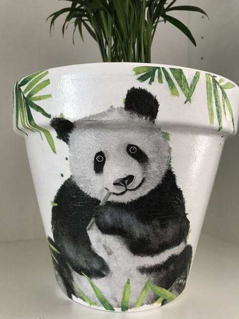 Panda 🐼 plant pot Bear Clay, Panda Plant, Painted Pots Diy, Pots Diy, Pot Ideas, Clay Pot, Painted Pots, Panda Bear, My Brother