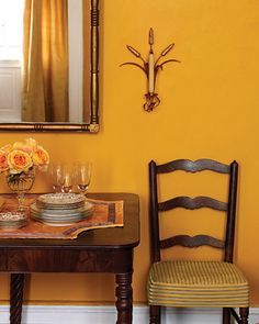 Colors For Dark Rooms, Paint Colors For Dark Rooms, Yellow Painted Rooms, Yellow Rooms, Yellow Bedroom Walls, Dark Rooms, Dining Room Paint, Yellow Room, Yellow Home Decor