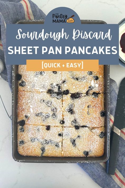 These easy sourdough discard sheet pan pancakes are baked in the oven, rather than cooked in a pan, making them a quick and easy breakfast with minimal hands on time. Sourdough Breakfast, Sourdough Pancakes Recipe, Sheet Pan Pancakes, Pan Pancakes, Oven Pancakes, Discard Recipe, Sourdough Pancakes, Sourdough Starter Discard Recipe, Starter Recipes