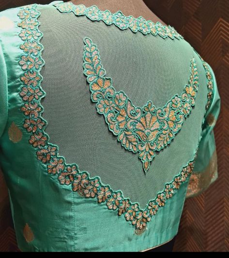 Applique Work Blouse Designs, Broad V Neck Blouse, Maggam Work Blouse Designs Latest, Broad V Neck, Blouse Degine, Net Blouse Design, Work Blouse Designs Latest, Maggam Blouses, 50 Blouse Designs