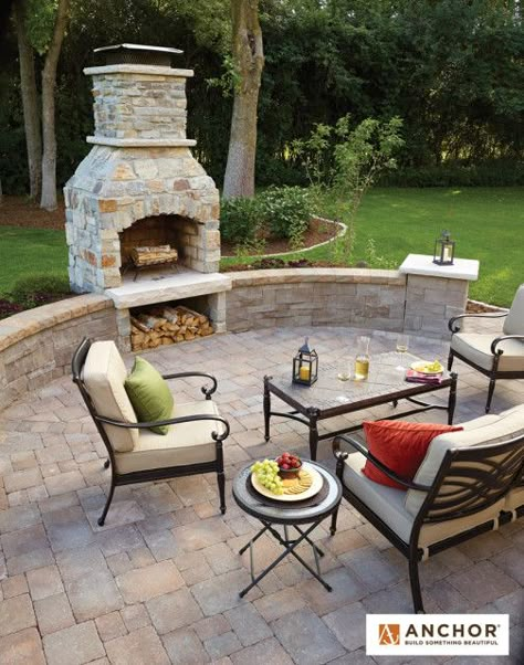 Chanhassen MN Backyard Fireplace and Patio - Traditional - Patio - Minneapolis - by Landscape Charlie | Houzz Red Brick Patio Ideas Backyards, Backyard Chiminea Ideas Patio, Small Patio Fireplace, Paver Patio With Fireplace, Small Covered Patio With Fireplace, Patios With Fireplaces, Patio Design With Fireplace, Patio With Chimney Fireplace, Outdoor Brick Fireplace Ideas