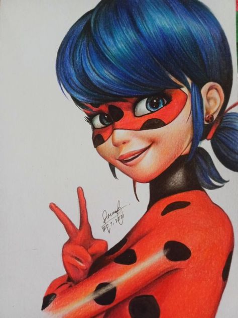 Ladybug Girl, Disney Character Drawings, Abstract Pencil Drawings, Disney Drawings Sketches, Colored Pencil Artwork, Pinturas Disney, Book Art Diy, Nature Art Painting, Hand Art Drawing