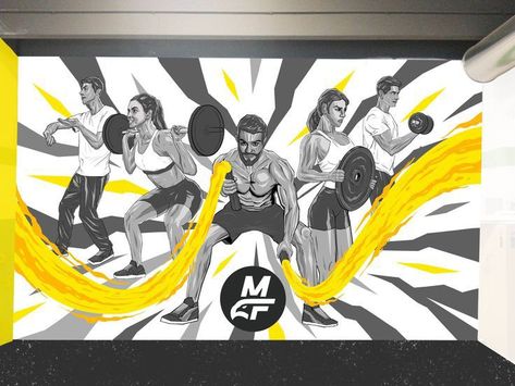 Gym Mural Wall Art Graffiti, Gym Wall Art Ideas, Gym Graffiti Fitness Murals, Gym Artwork Wall Art, Gym Wall Graphics, Gym Art Graffiti, Gym Painting Ideas, Gym Wall Painting Ideas, Gym Wall Art Graffiti