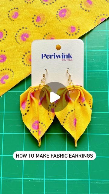 Katie Snow > Surface Designer & Maker on Instagram: "I made and shared this video last summer and thought it was worth sharing again. 😊  If you were wondering how to make use of those fabric scraps you’ve got lying around you can always make jewelry!   Save this reel so you can refer back to it later!   For the full tutorial and list of supplies, head on over to the link in my bio, scroll to the bottom and check out the blog I wrote for @spoonflower  Enjoy! 😉  . . . #tutorial #diyearrings #bts #howtovideo #fabricearrings  #handmadejewelry #craftingideas" Earrings From Fabric, Earrings From Fabric Scraps, How To Make Fabric Earrings Tutorials, Fabric Earrings Tutorial, Diy Cloth Earrings, Earrings With Fabric, Earings Making Video, Diy Fabric Earrings Tutorials, Fabric Jewelry Tutorial