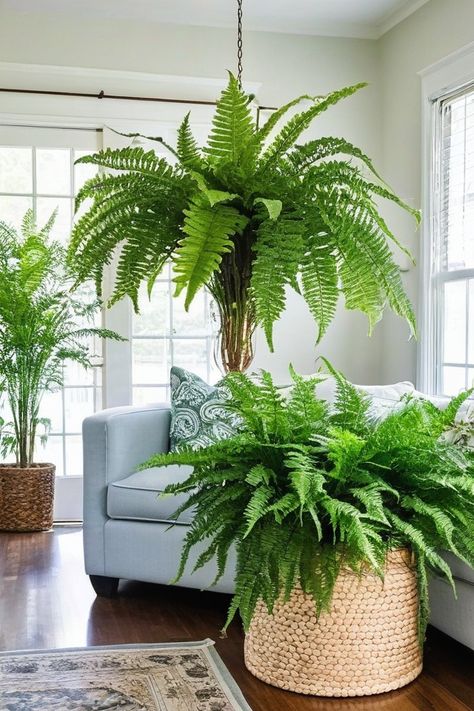 Boston Fern Fern Stands Ideas, House Ferns, Boston Fern Indoor, Fake Flowers Arrangements, Macho Fern, Fern Images, Fern Plants, Cat Safe Plants, Nerve Plant