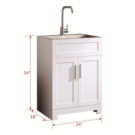 24in White Paint Free Laundry Tub Cabinet with Stainless Steel Combo - On Sale - Bed Bath & Beyond - 36902354 Laundry Room Sink Ideas, Sink Ideas, Laundry Room Sink, Laundry Tubs, Laundry Room Diy, Furniture Outlet Stores, White Paint, White Paints, Room Diy