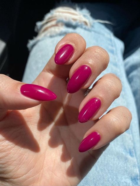 COSMOO Hot Pink Nail Polish, 12ml Quick Dry Nail Lacquer, Super Lustrous Nail Enamel Polish. Almond Fushia Nails, Pink Nails Fucsia, Fushia Pink Almond Nails, Cute Magenta Nails, Magenta Nails Aesthetic, Pink Red Almond Nails, Ruby Pink Nails, Sparkly Magenta Nails, Dark Pink Oval Nails