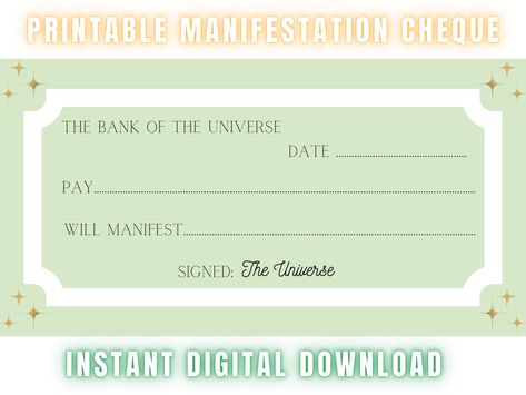 Best Ways To Manifest, Manifestation Printable, Manifestation Check, Blank Cheque, Ways To Manifest, Printable Checks, Printable Money, Blank Check, Diva Quotes