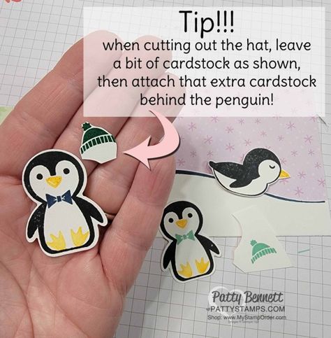 Stampin Up Penguin, Christmas Gift Tags Stampin Up, Penguin Christmas Cards, Papercraft Christmas Cards, Patty Bennett, Stampin Up Card, Simple Christmas Cards, Gift Card Holders, Card Making Tips