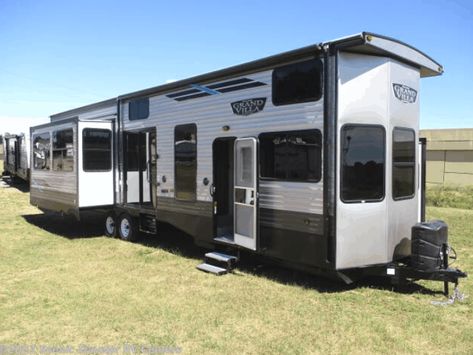 12 Must-See 3 Bedroom RVs (With Videos and Pricing) - RV Owner HQ Rv House, 3 Bedroom Rv, 2 Bedroom Travel Trailer, 2 Bedroom Fifth Wheel, Destination Trailers Living, 3 Bedroom Rv Floorplan, Rv With Bunkhouse, Grand Design Rv, Rv Master To Bunkhouse