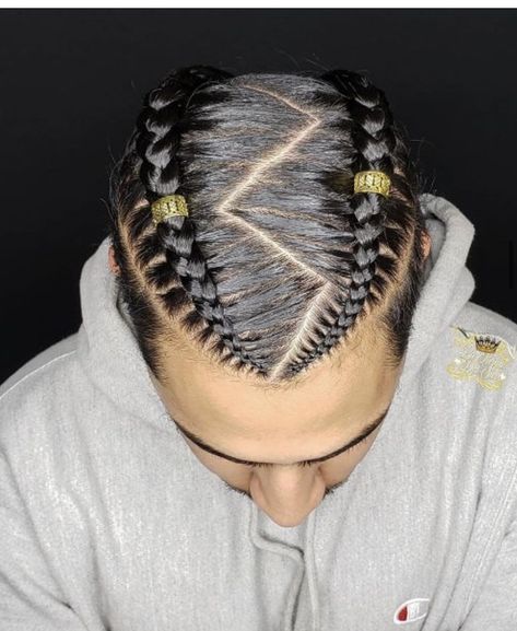 Braids Hairstyles For Men, Zig Zag Cornrows, Two Cornrow Braids, Braids For Men, Braids With Fade, Braid Styles For Men, Boy Braids Hairstyles, Cornrow Hairstyles For Men, Two Braid Hairstyles